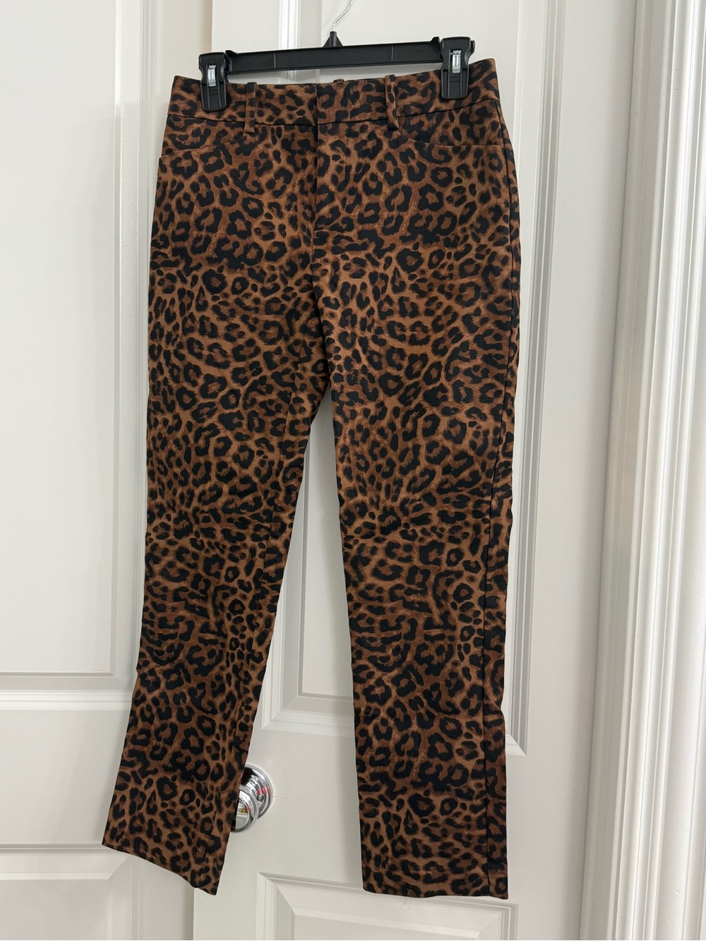 Lord & Taylor Leopard Print Ankle Pants Classic Tailored Trouser Pockets Fall